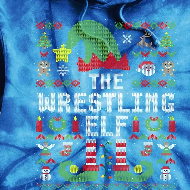 The Wrestling Elf Ugly Christmas Matching Family Group Gift Tie Dye Hoodie