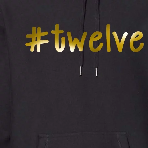 #Twelve 12th Birthday Gold Logo Premium Hoodie