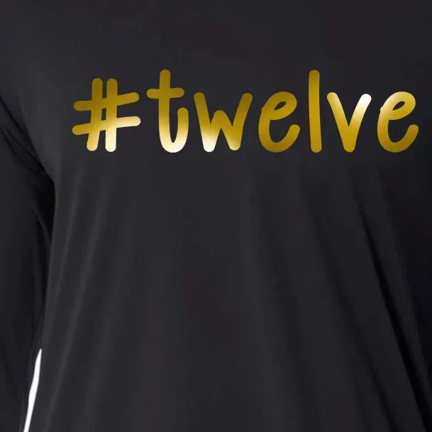 #Twelve 12th Birthday Gold Logo Cooling Performance Long Sleeve Crew