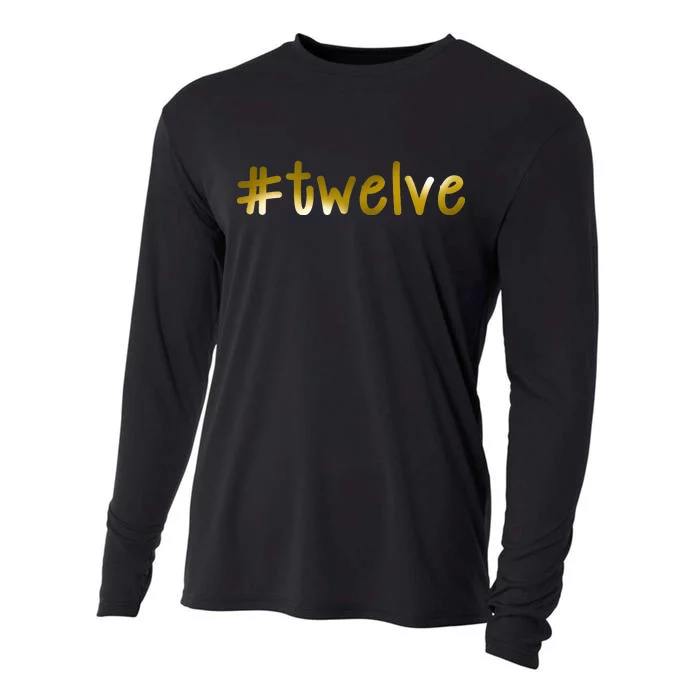 #Twelve 12th Birthday Gold Logo Cooling Performance Long Sleeve Crew