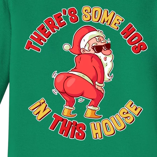 Twerking Santa Claus There's Some Hos In This House Baby Long Sleeve Bodysuit