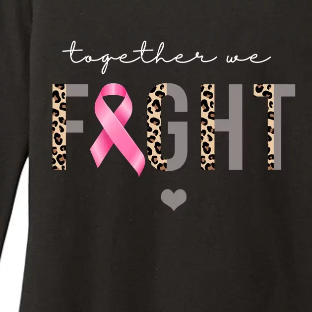 Together We Fight Breast Cancer Awareness Leopard Womens CVC Long Sleeve Shirt