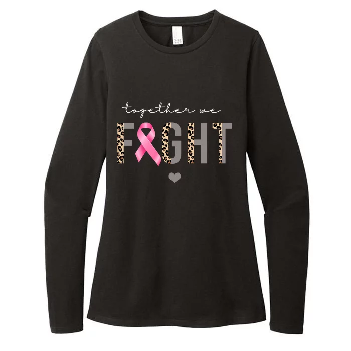 Together We Fight Breast Cancer Awareness Leopard Womens CVC Long Sleeve Shirt