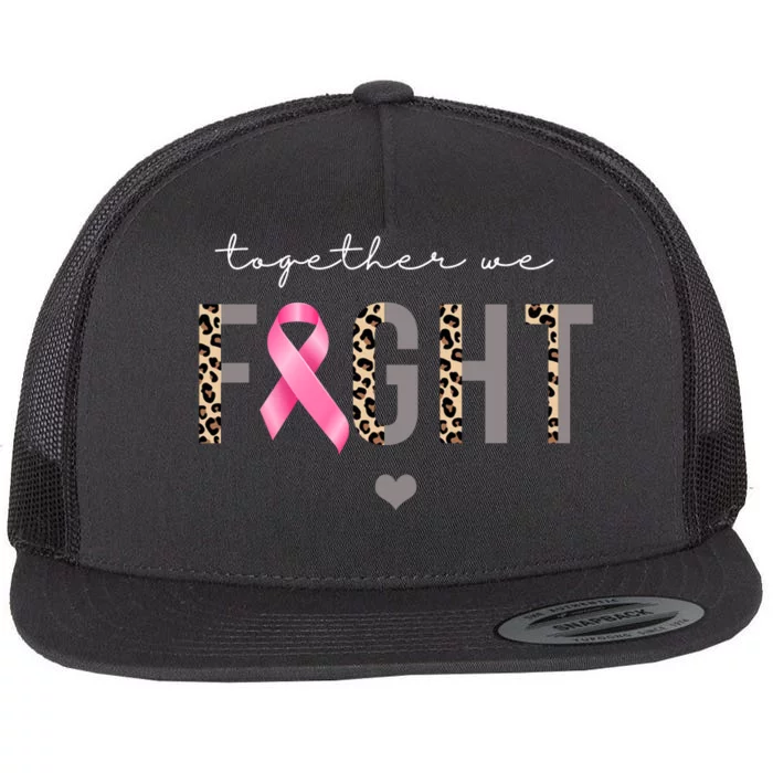 Together We Fight Breast Cancer Awareness Leopard Flat Bill Trucker Hat