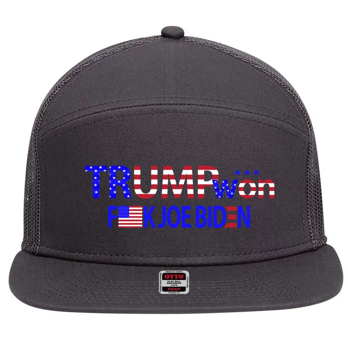 Trump Won F Biden 7 Panel Mesh Trucker Snapback Hat