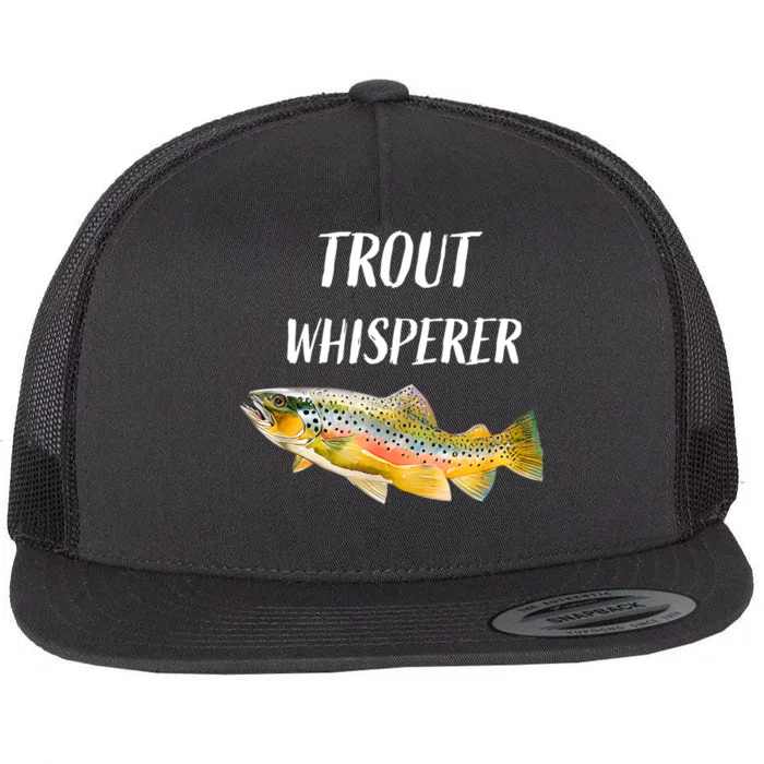 Trout Whisperer Fishing Rainbow Trout Flat Bill Trucker Hat