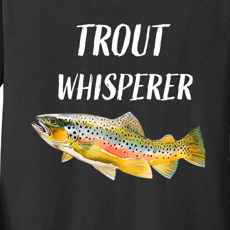 Trout Whisperer Fishing Rainbow Trout Kids Long Sleeve Shirt