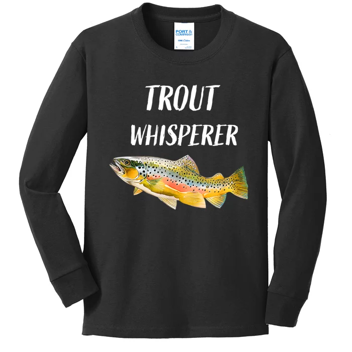 Trout Whisperer Fishing Rainbow Trout Kids Long Sleeve Shirt