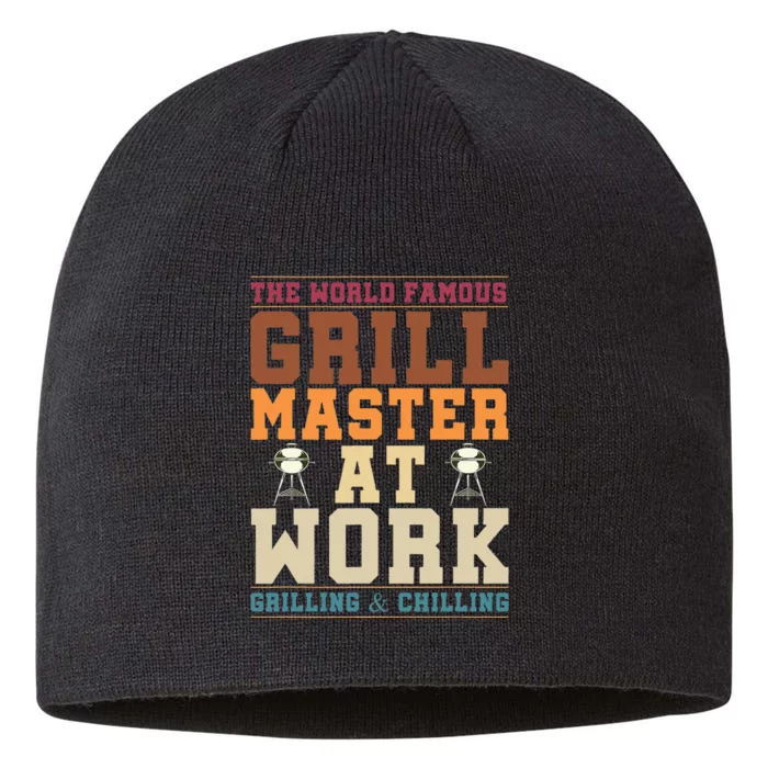 The World Famous Grill Master At Work Funny BBQ Barbecue 8 1/2in Sustainable Knit Beanie