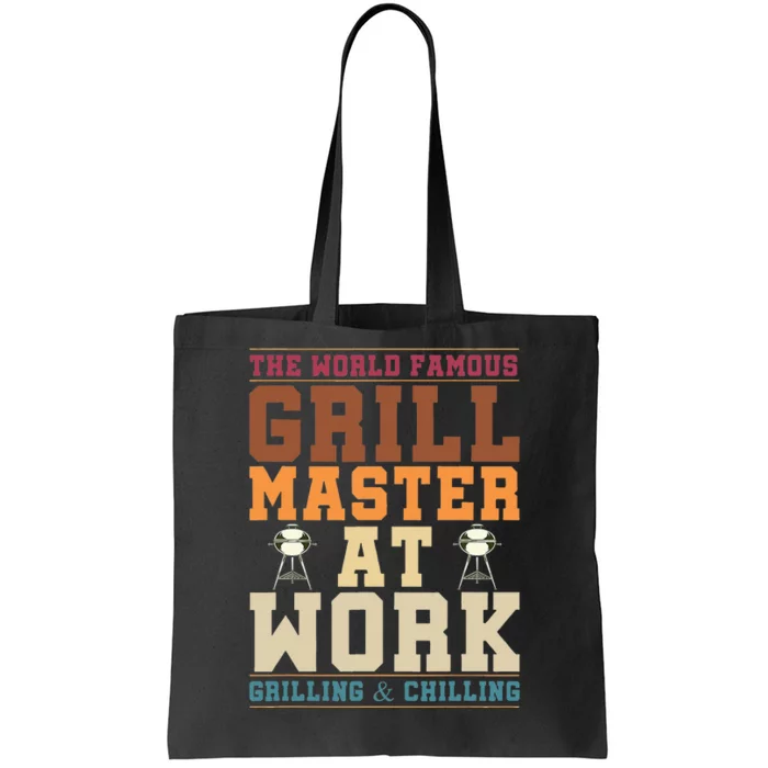 The World Famous Grill Master At Work Funny BBQ Barbecue Tote Bag