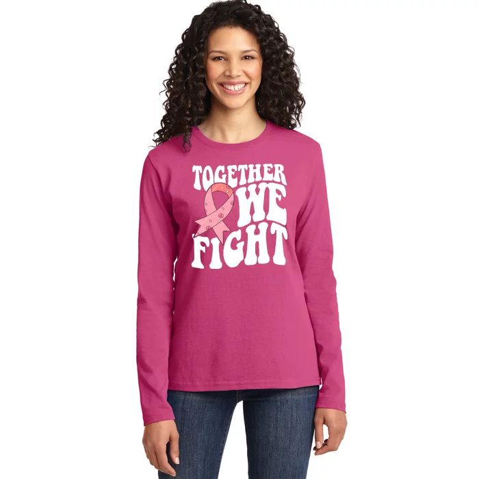 Together We Fight Breast Cancer Retro Ladies Long Sleeve Shirt