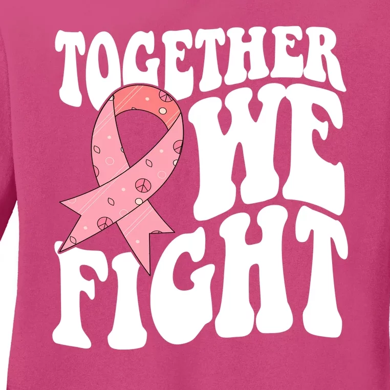 Together We Fight Breast Cancer Retro Ladies Long Sleeve Shirt