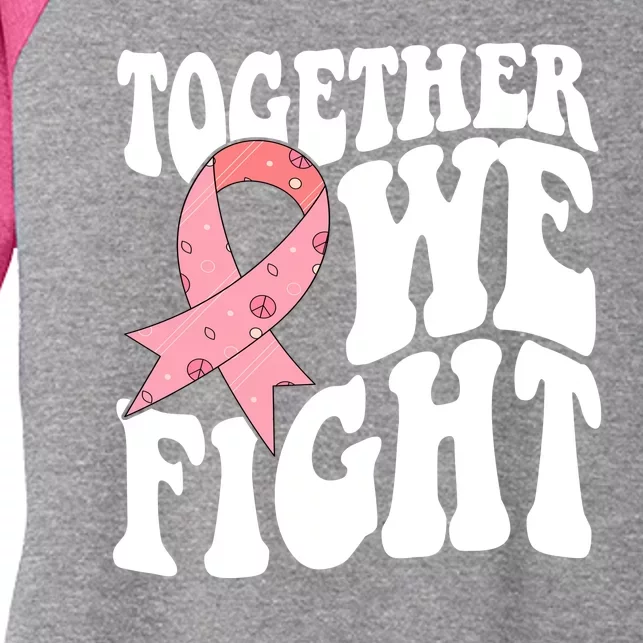 Together We Fight Breast Cancer Retro Women's Tri-Blend 3/4-Sleeve Raglan Shirt