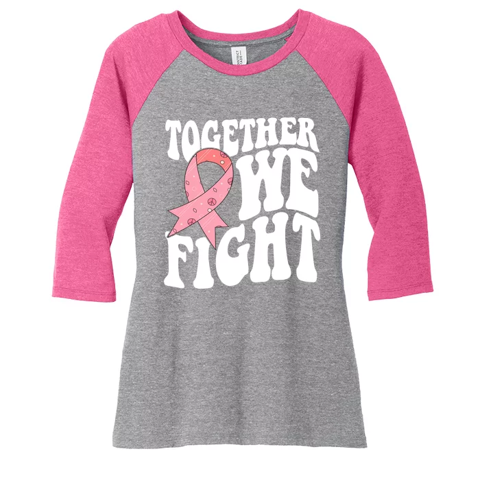 Together We Fight Breast Cancer Retro Women's Tri-Blend 3/4-Sleeve Raglan Shirt