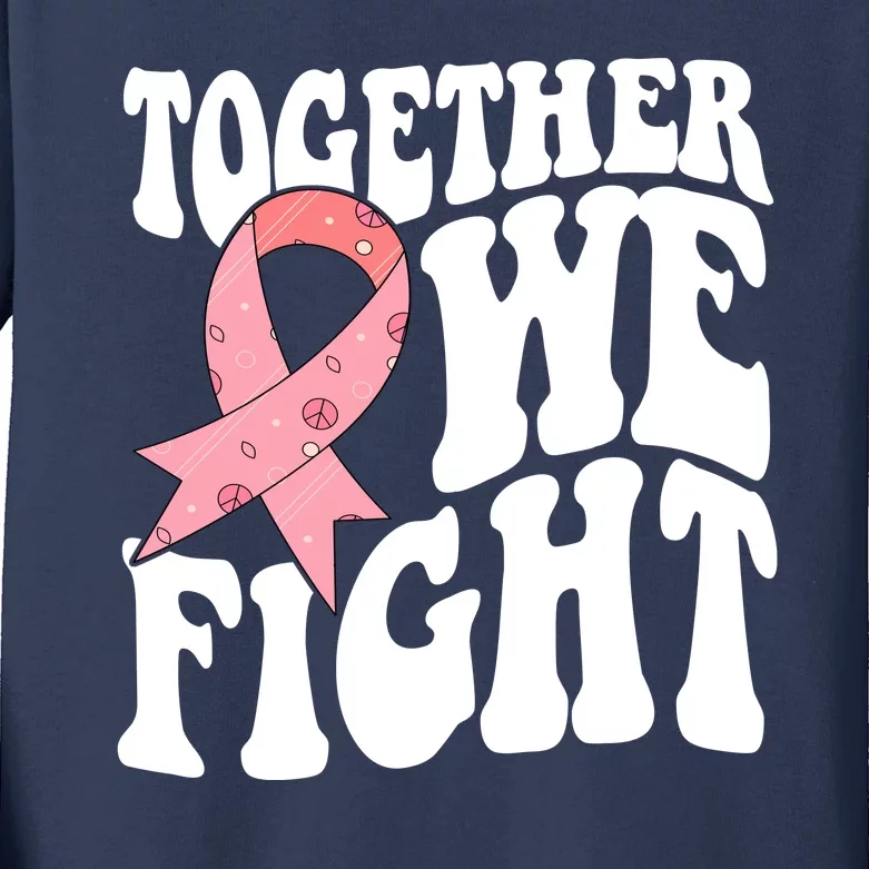 Together We Fight Breast Cancer Retro Kids Long Sleeve Shirt