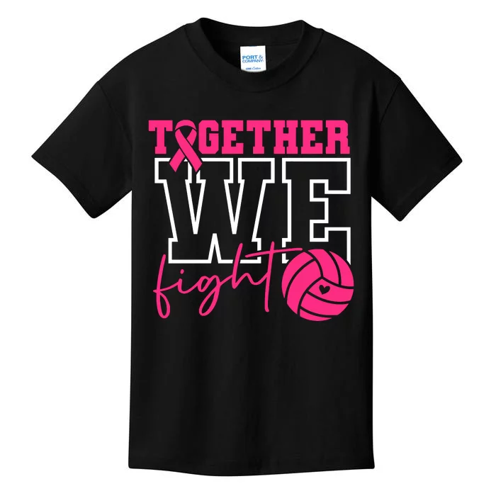 Together We Fight Volleyball Breast Cancer Pink Ribbon Kids T-Shirt