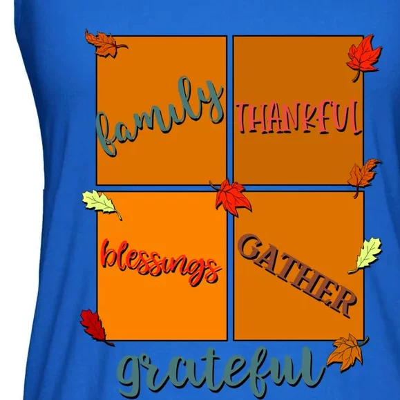 Thanksgiving Words Family Thankful Blessings Gather Meaningful Gift Ladies Essential Flowy Tank