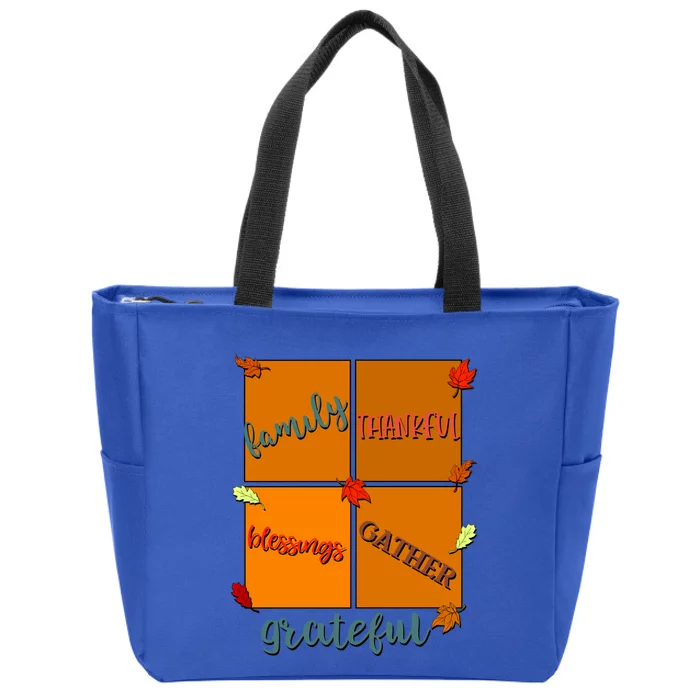 Thanksgiving Words Family Thankful Blessings Gather Meaningful Gift Zip Tote Bag