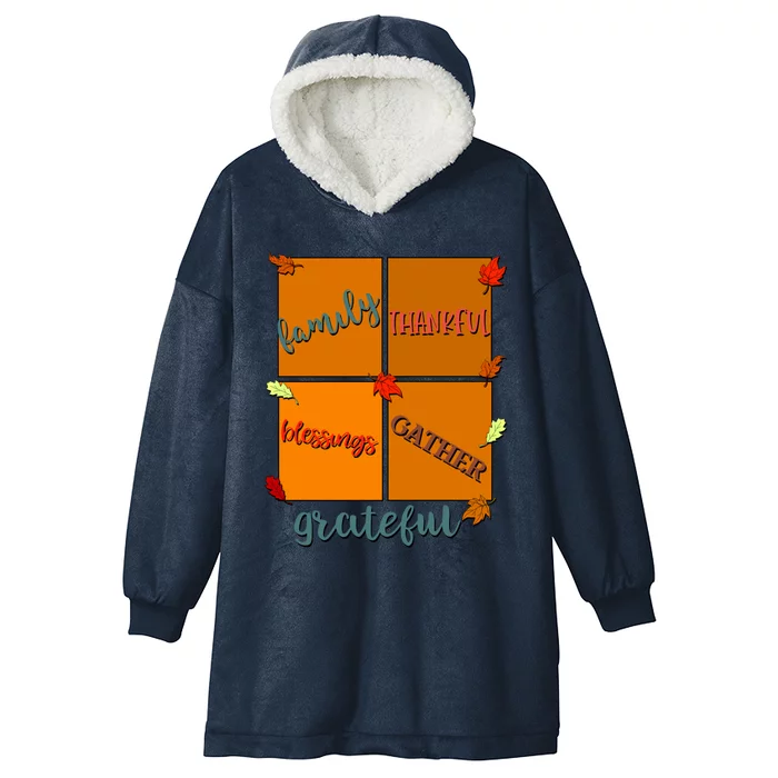 Thanksgiving Words Family Thankful Blessings Gather Meaningful Gift Hooded Wearable Blanket