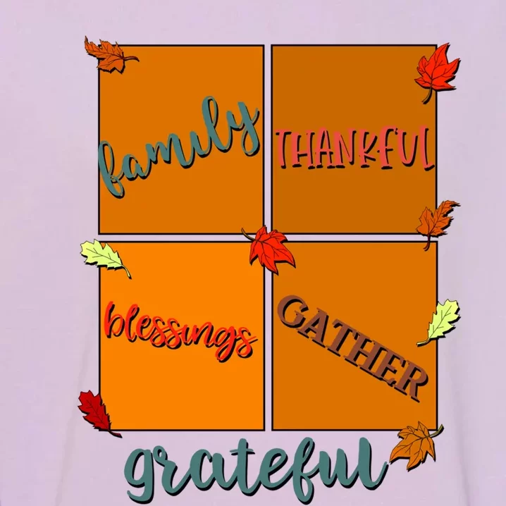 Thanksgiving Words Family Thankful Blessings Gather Meaningful Gift Garment-Dyed Sweatshirt