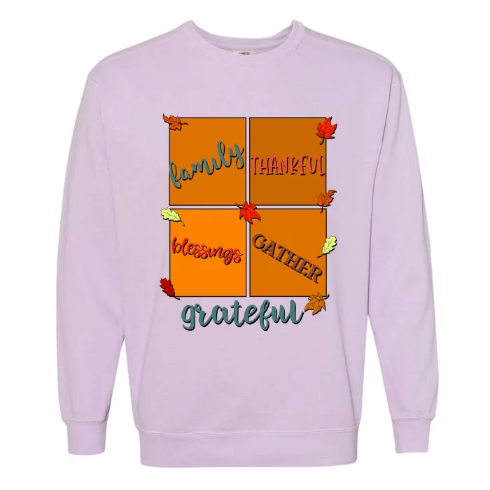 Thanksgiving Words Family Thankful Blessings Gather Meaningful Gift Garment-Dyed Sweatshirt