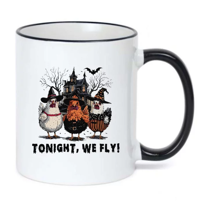 Tonight We Fly Funny Chicken Halloween Spooky Season Black Color Changing Mug