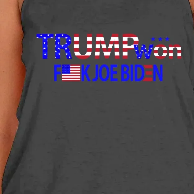 Trump Won F Joe Biden Women's Knotted Racerback Tank