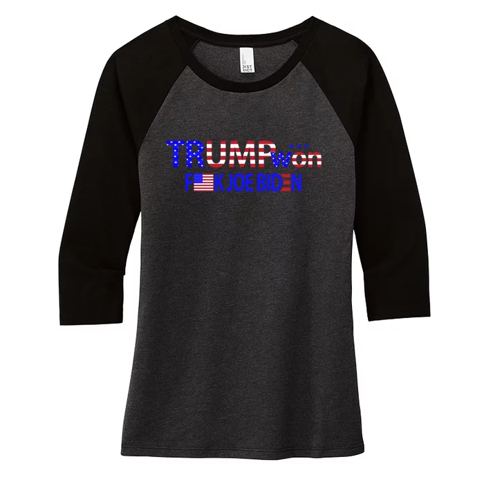 Trump Won F Joe Biden Women's Tri-Blend 3/4-Sleeve Raglan Shirt