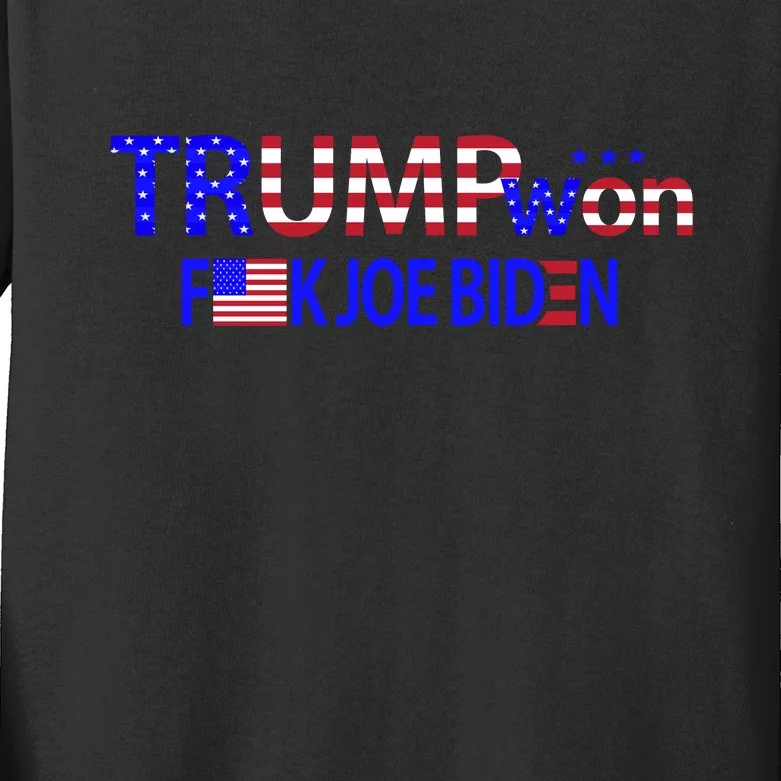 Trump Won F Joe Biden Kids Long Sleeve Shirt