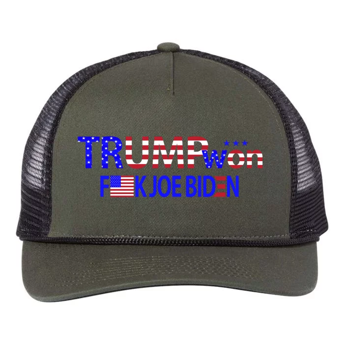 Trump Won F Joe Biden Retro Rope Trucker Hat Cap