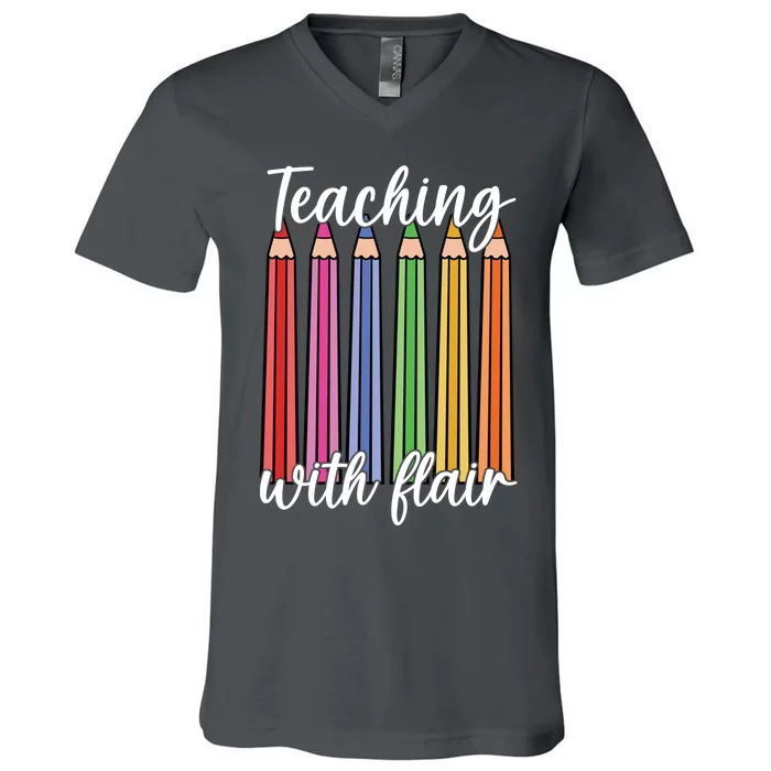 Teaching With Flair Colorful Pencil School V-Neck T-Shirt