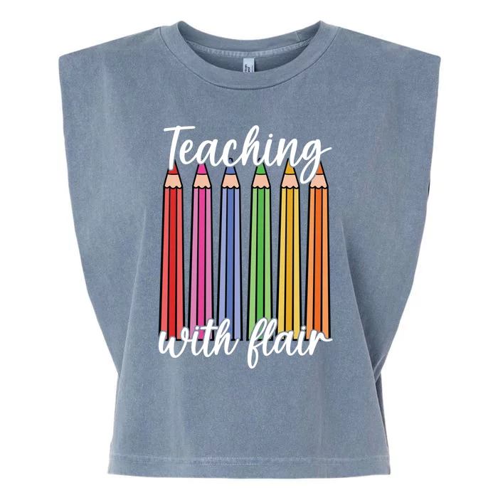 Teaching With Flair Colorful Pencil School Garment-Dyed Women's Muscle Tee