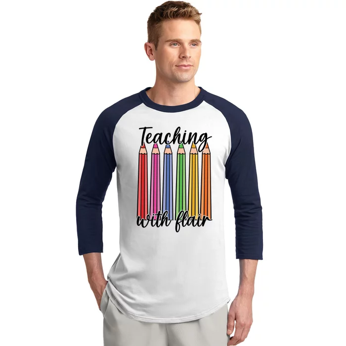 Teaching With Flair Colorful Pencil School Baseball Sleeve Shirt