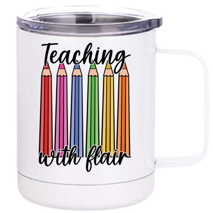 Teaching With Flair Colorful Pencil School Front & Back 12oz Stainless Steel Tumbler Cup