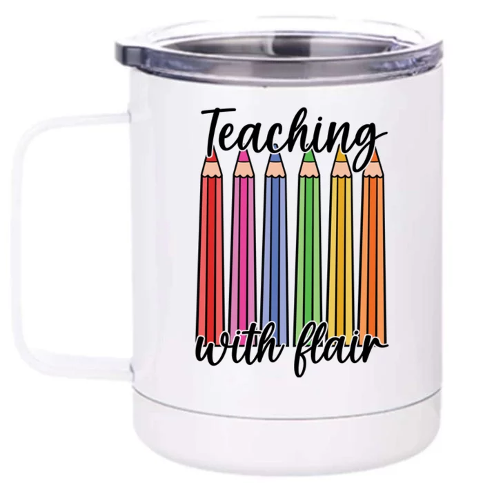 Teaching With Flair Colorful Pencil School Front & Back 12oz Stainless Steel Tumbler Cup