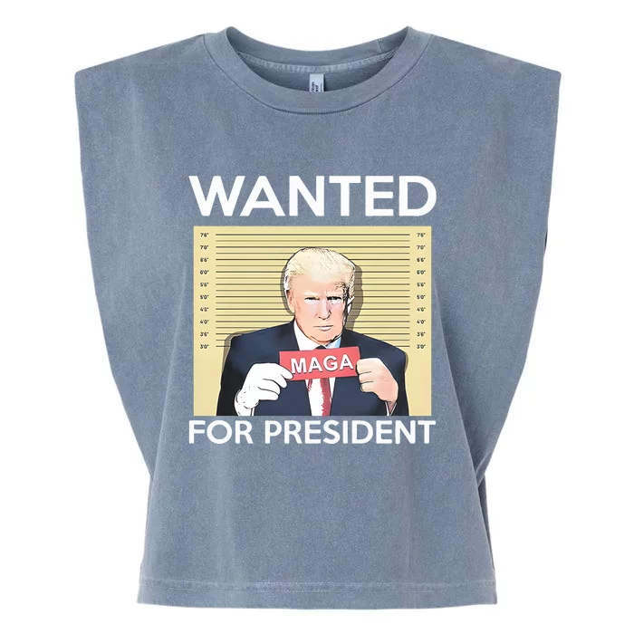 Trump Wanted For President Garment-Dyed Women's Muscle Tee