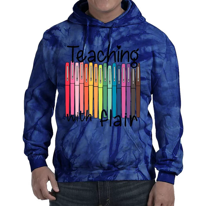 Teaching With Flair Mug Back To School First Day Of School Funny Teacher Tie Dye Hoodie