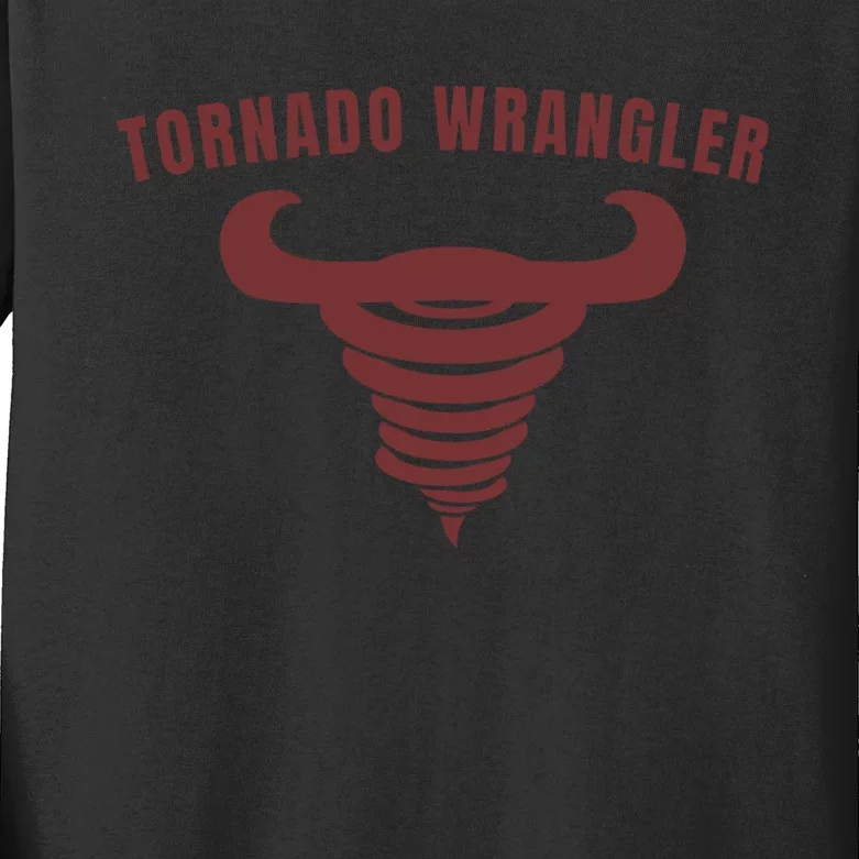 Tornado Wrangler Funny Design Kids Long Sleeve Shirt