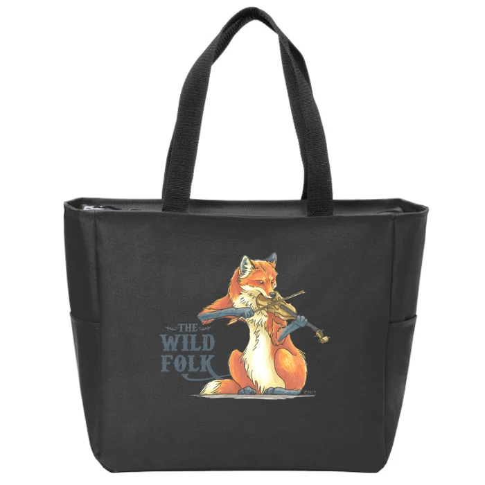 The Wild Folk Fox On Fiddle Zip Tote Bag