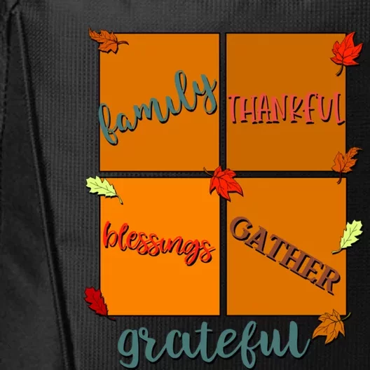 Thanksgiving Words Family Thankful Blessings Gather Gift City Backpack