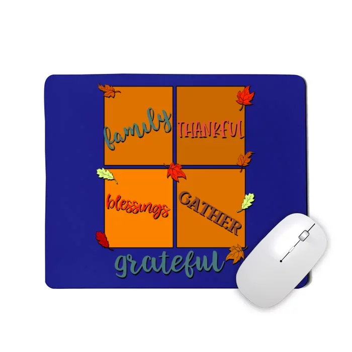 Thanksgiving Words Family Thankful Blessings Gather Gift Mousepad