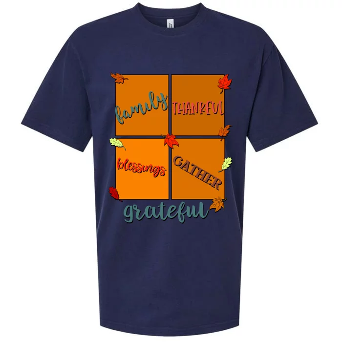 Thanksgiving Words Family Thankful Blessings Gather Gift Sueded Cloud Jersey T-Shirt