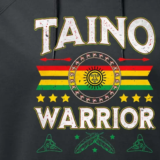 Taino Warrior Flag Native American Arawak Boriken Borinquen Performance Fleece Hoodie