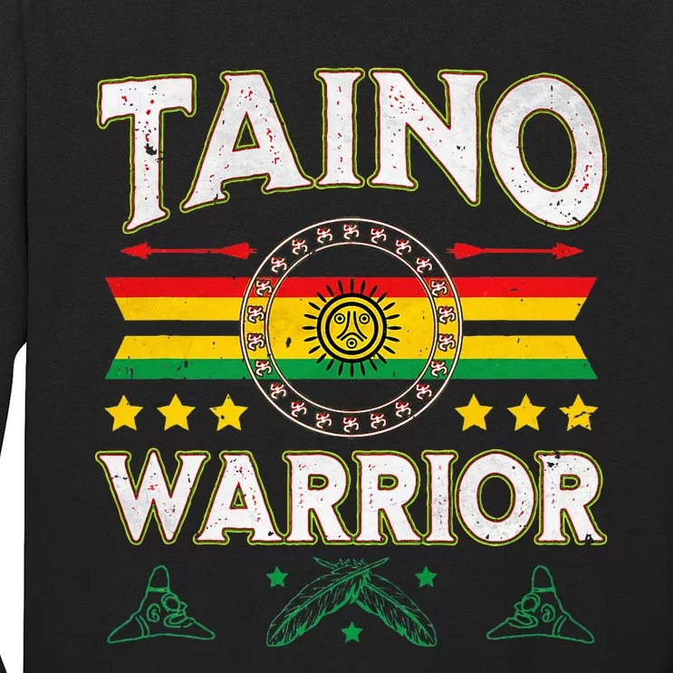 Taino Warrior Flag Native American Arawak Boriken Borinquen Long Sleeve Shirt