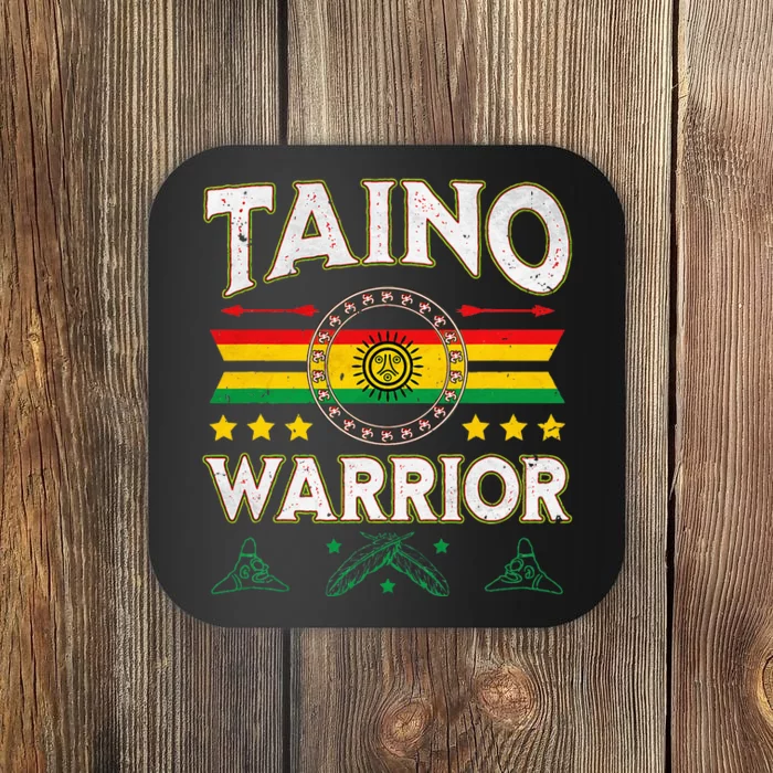 Taino Warrior Flag Native American Arawak Boriken Borinquen Coaster