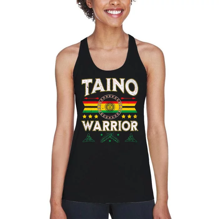 Taino Warrior Flag Native American Arawak Boriken Borinquen Women's Racerback Tank