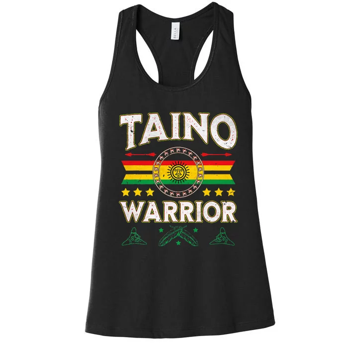 Taino Warrior Flag Native American Arawak Boriken Borinquen Women's Racerback Tank