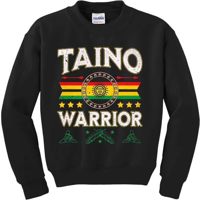 Taino Warrior Flag Native American Arawak Boriken Borinquen Kids Sweatshirt