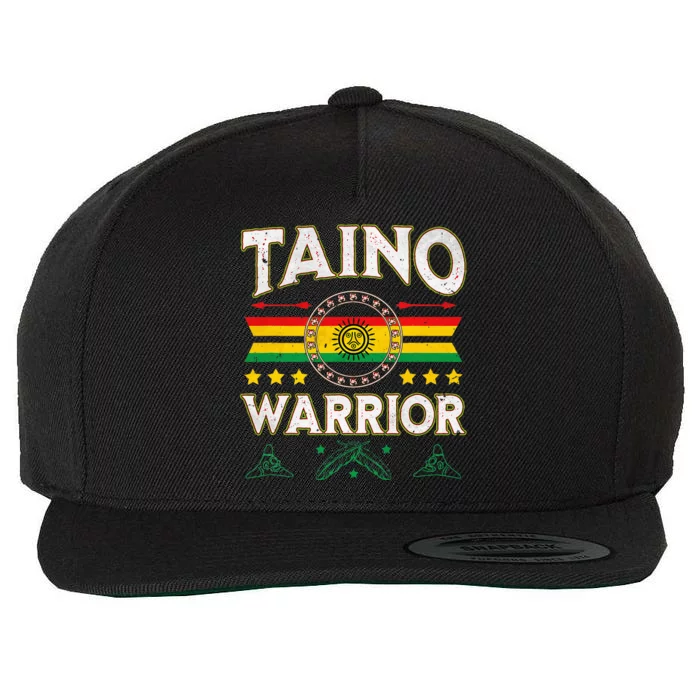 Taino Warrior Flag Native American Arawak Boriken Borinquen Wool Snapback Cap