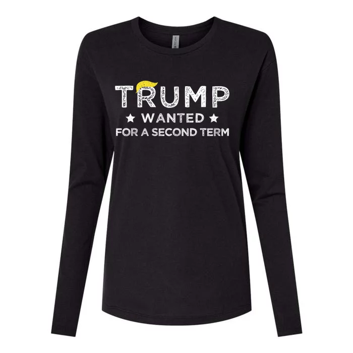 Trump Wanted For Second Term 2024 45 47 Squared Donald Trump For President Womens Cotton Relaxed Long Sleeve T-Shirt